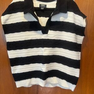 Anthropologie Black and White Striped Blouse